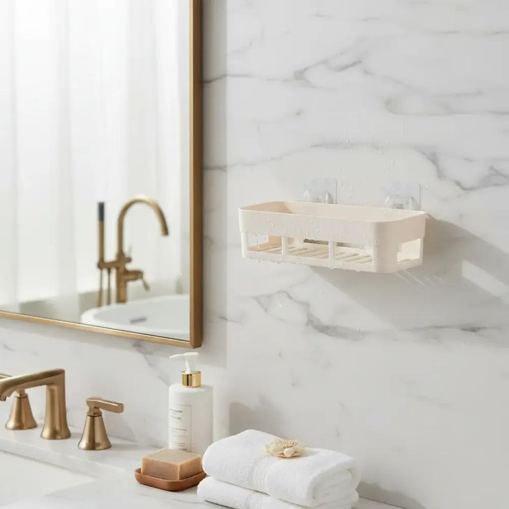 Suporte Organizador Cozinha Banheiro Plástico Com Adesivo