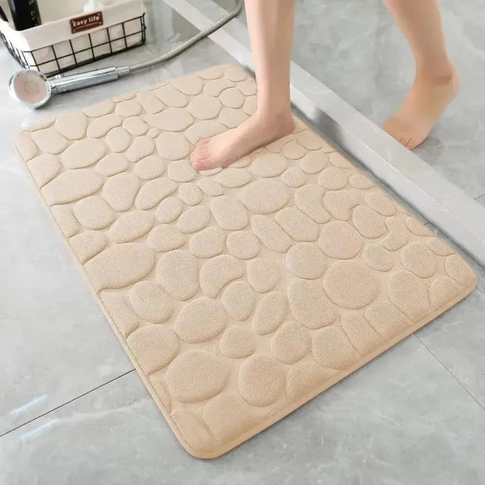 Tapete De Banheiro Antiderrapante Absorvente Lavável Camel