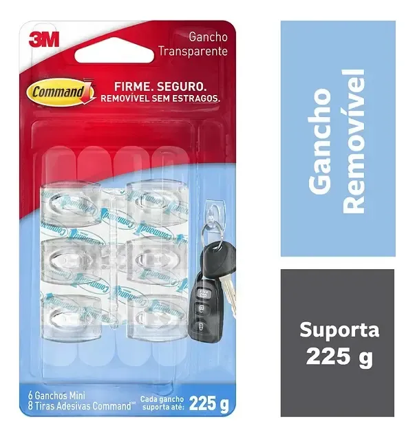 Gancho Adesivo Command Mini Ate 225g 6 Unidades 3m Transparente
